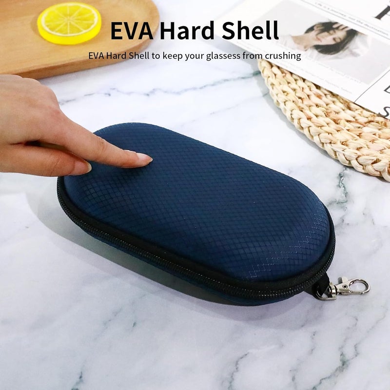 FlyingMage Store Double Eyeglasses Case, Hard Shell Dual Sunglasses Organizer with Zipper Clip Travel Glasses Storage for Women Men - Image 4